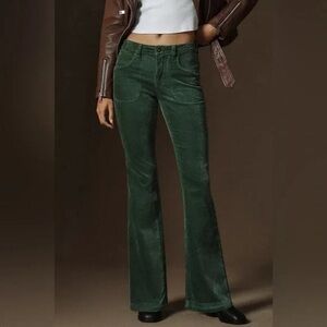 NWT Anthropologie Pilcro the Low-Rise Icon Flare Green Corduroy Jeans Size 20W